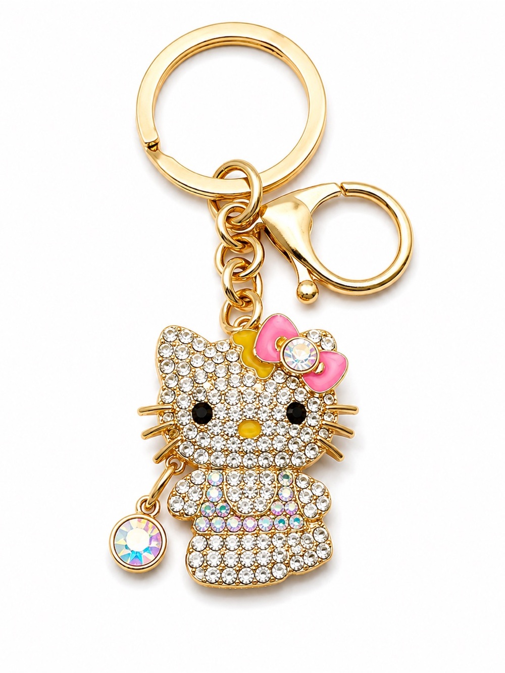 Hello Kitty Rhinestone Keychain Gold Tone Bag Charm Choose Color - Picture 3 of 7